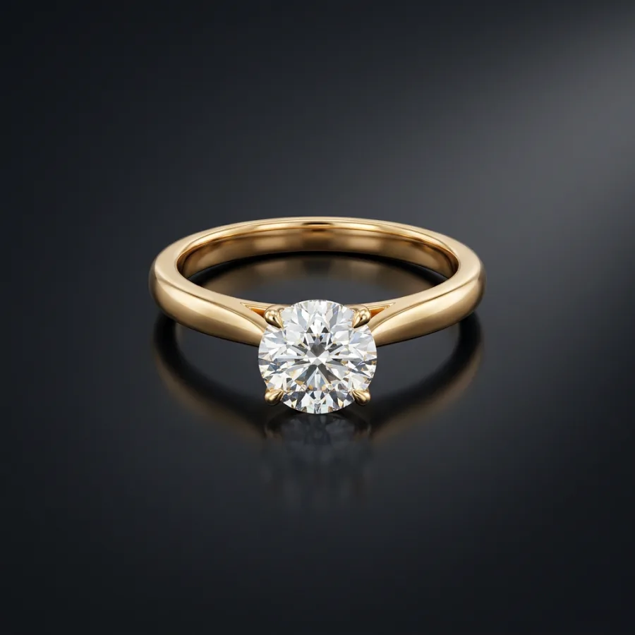 A phone photo of a gold diamond ring turned into a studio packshot — Luvelano result